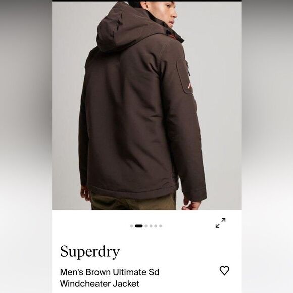 Superdry Windcheater Jacket Coat Brown Size Large - Picture 3 of 11